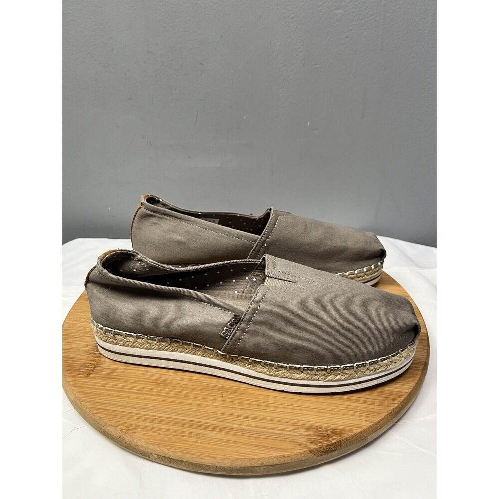 Skechers Bobs Breeze 32719 Womens 9 Taupe Espadrille Flats Comfort Slip On
